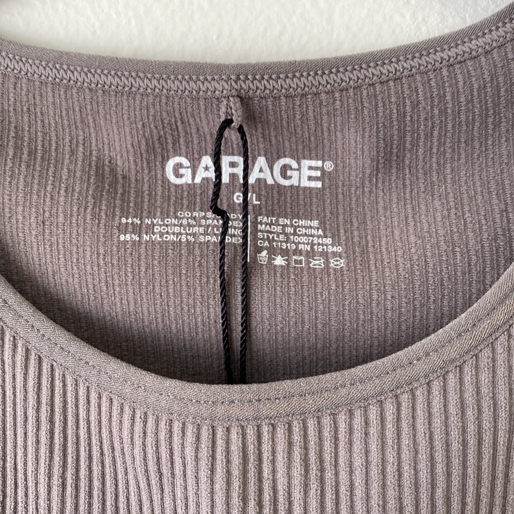 Garage - Taupe Basic Ribbed Racer Back Cropped Tank Top - Picture 5 of 5